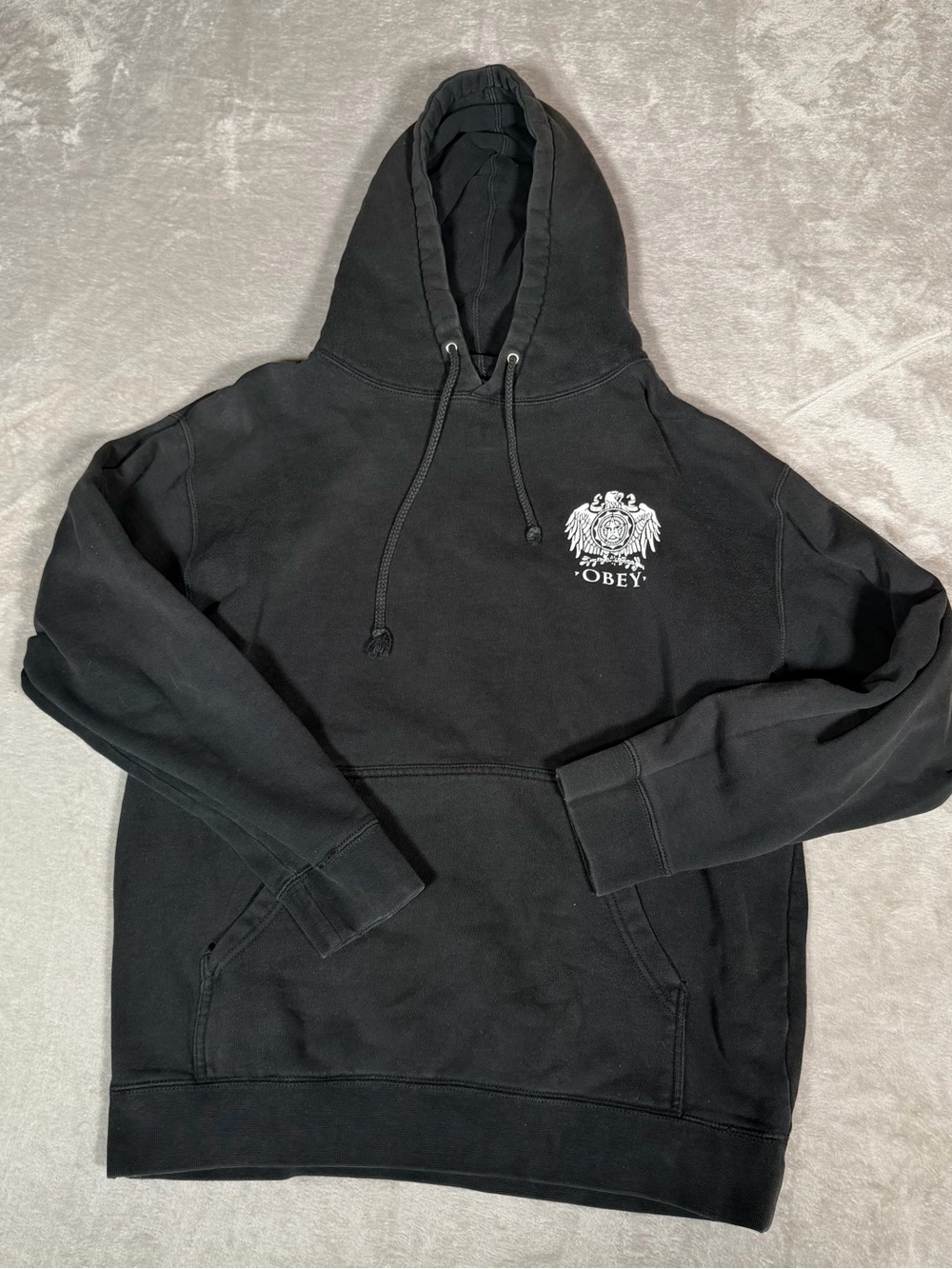 Obey Men’s Black Graphic Hoodie - Crest Logo